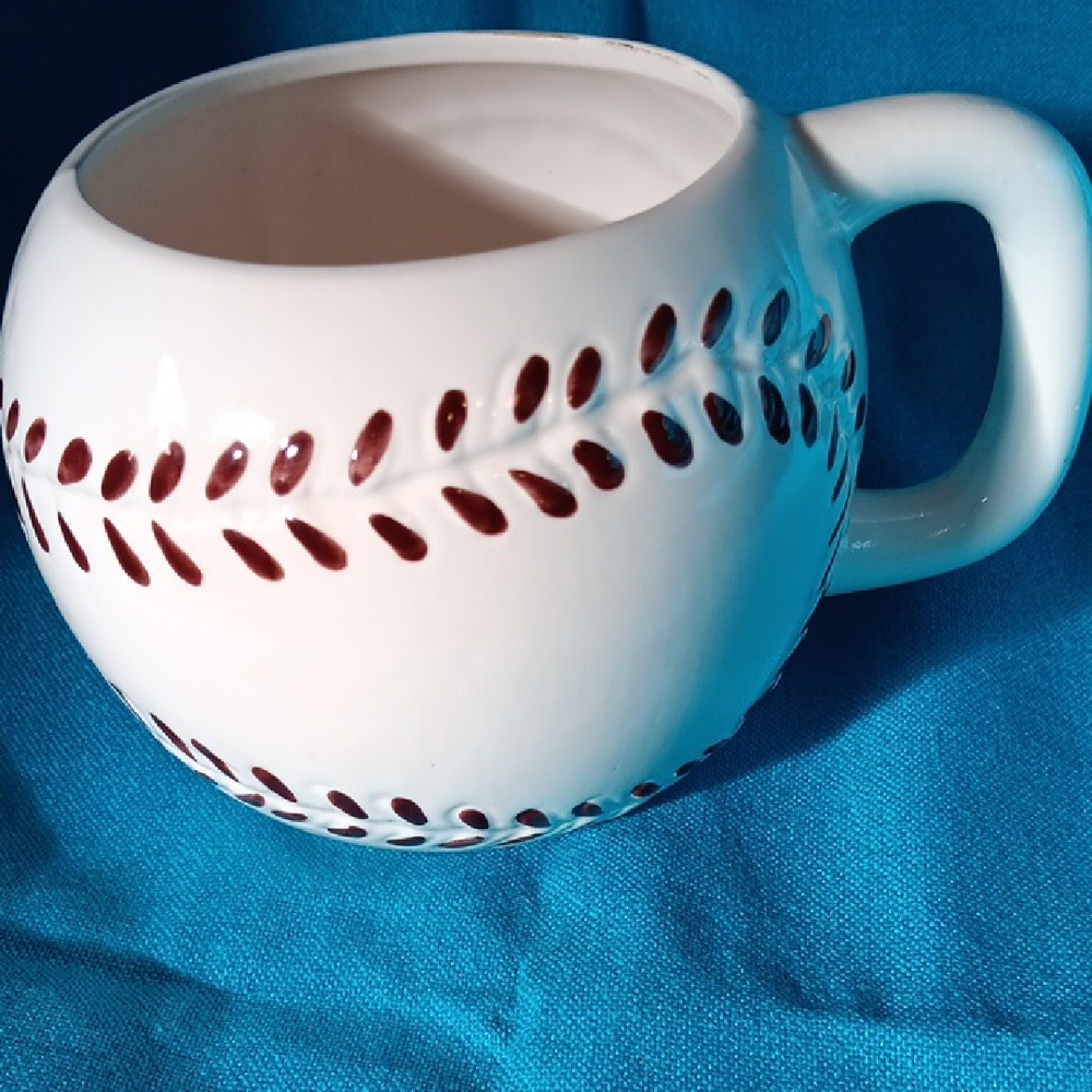 White and Brown Ceramic  Baseball Mug